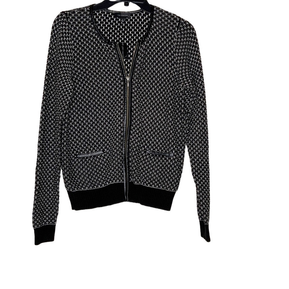 𝅺THE Limited black sweater jacket with faux leather details. Size S - Picture 2 of 7